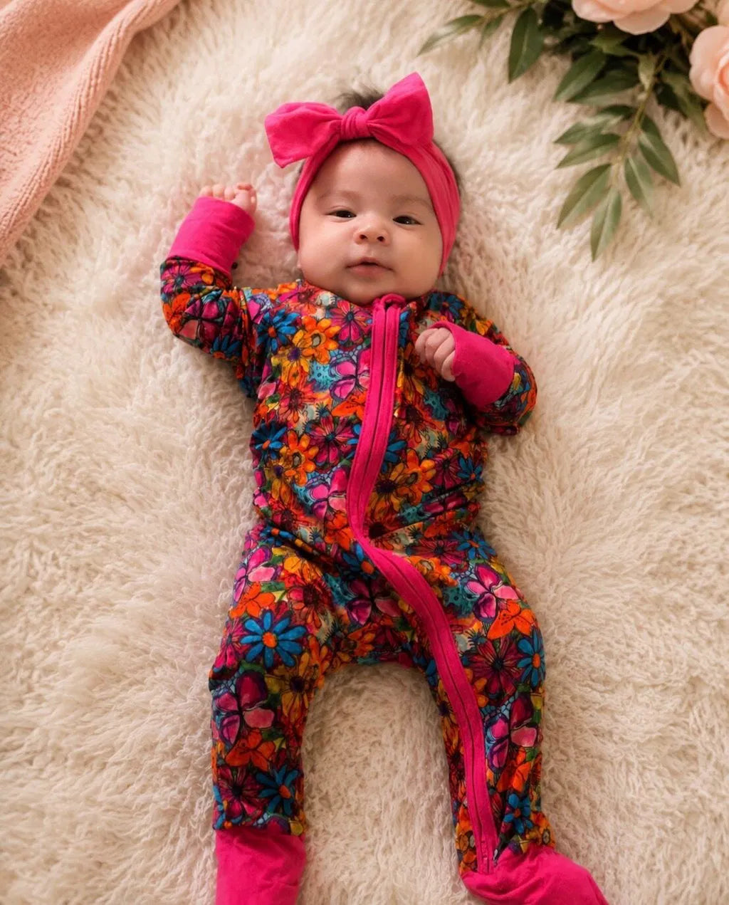 Garden Party Bamboo Baby Sleeper | Floral Footie Pajamas for Girls by MaxSnugs