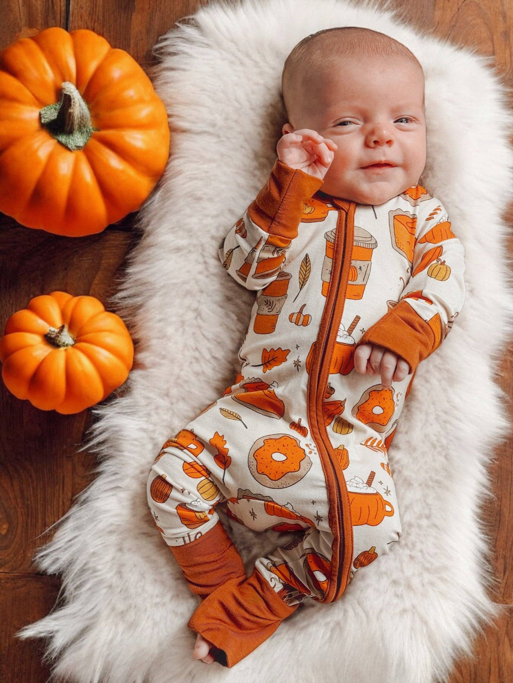 Pumpkin Patch Fall Bamboo Baby Sleeper | Two-Way Zipper Footie Pajamas