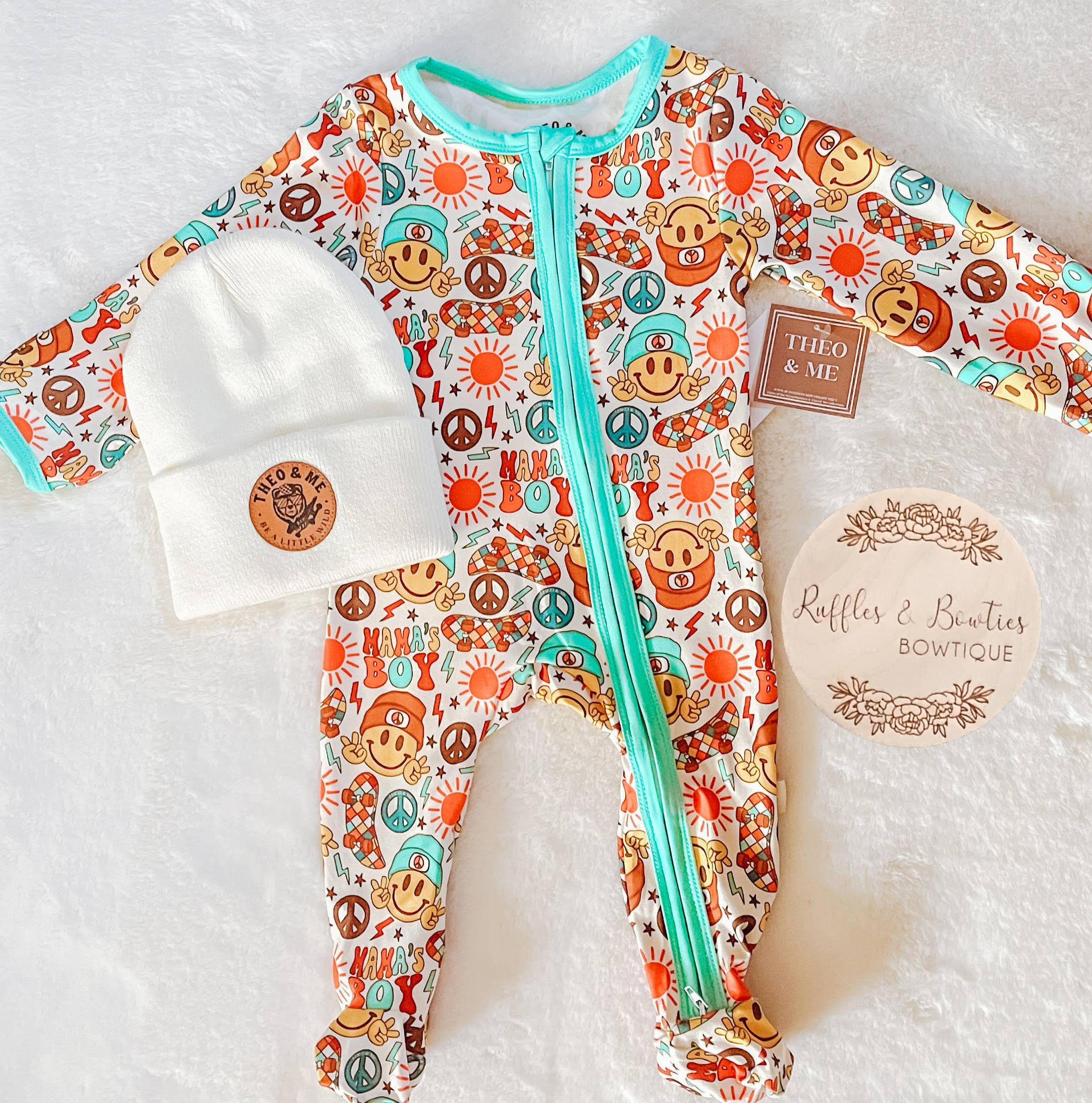 Boy Mama Peace Sign Sleeper $28.00