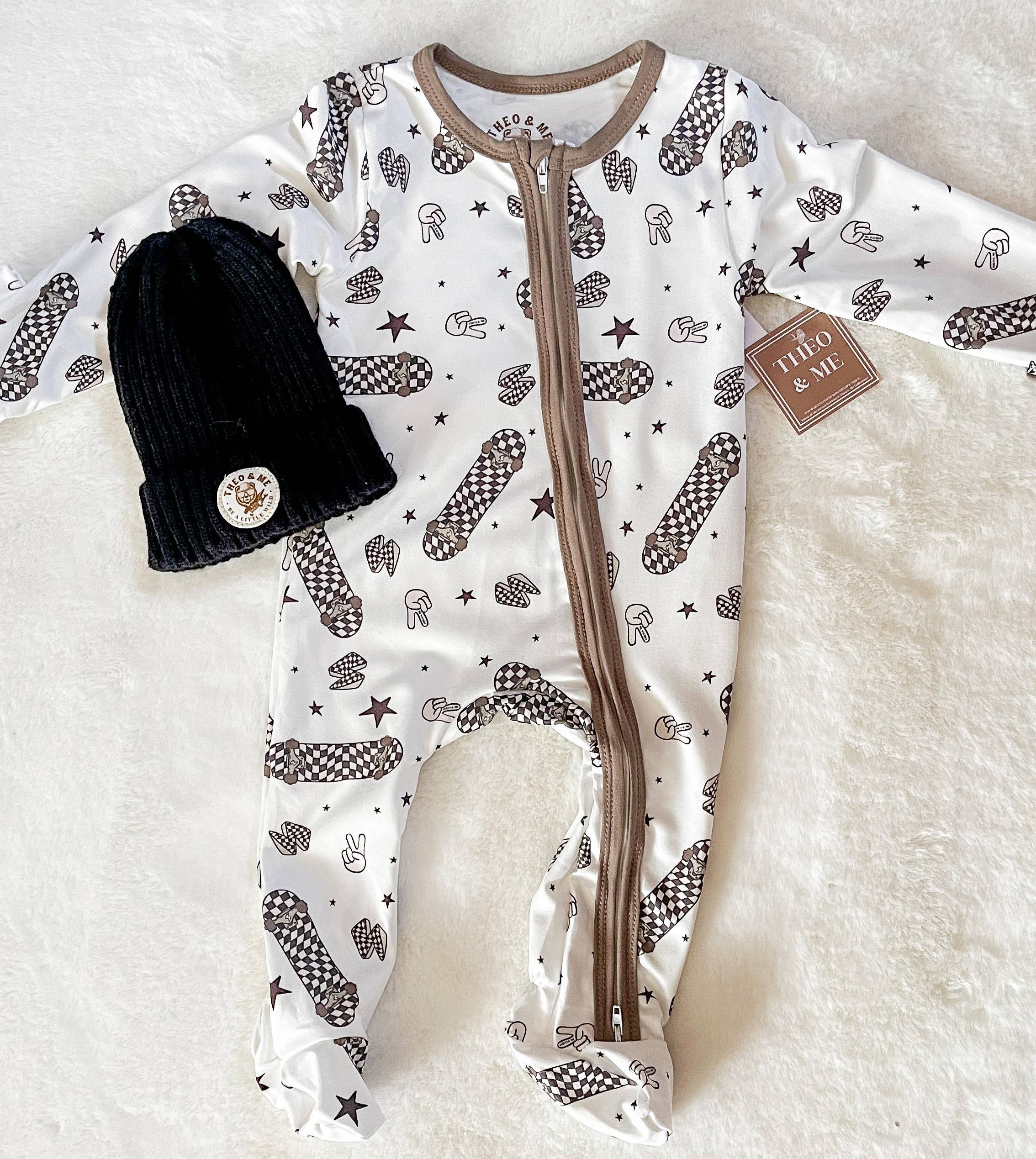 Checker Skate Board Peace Sign Sleeper $28.00