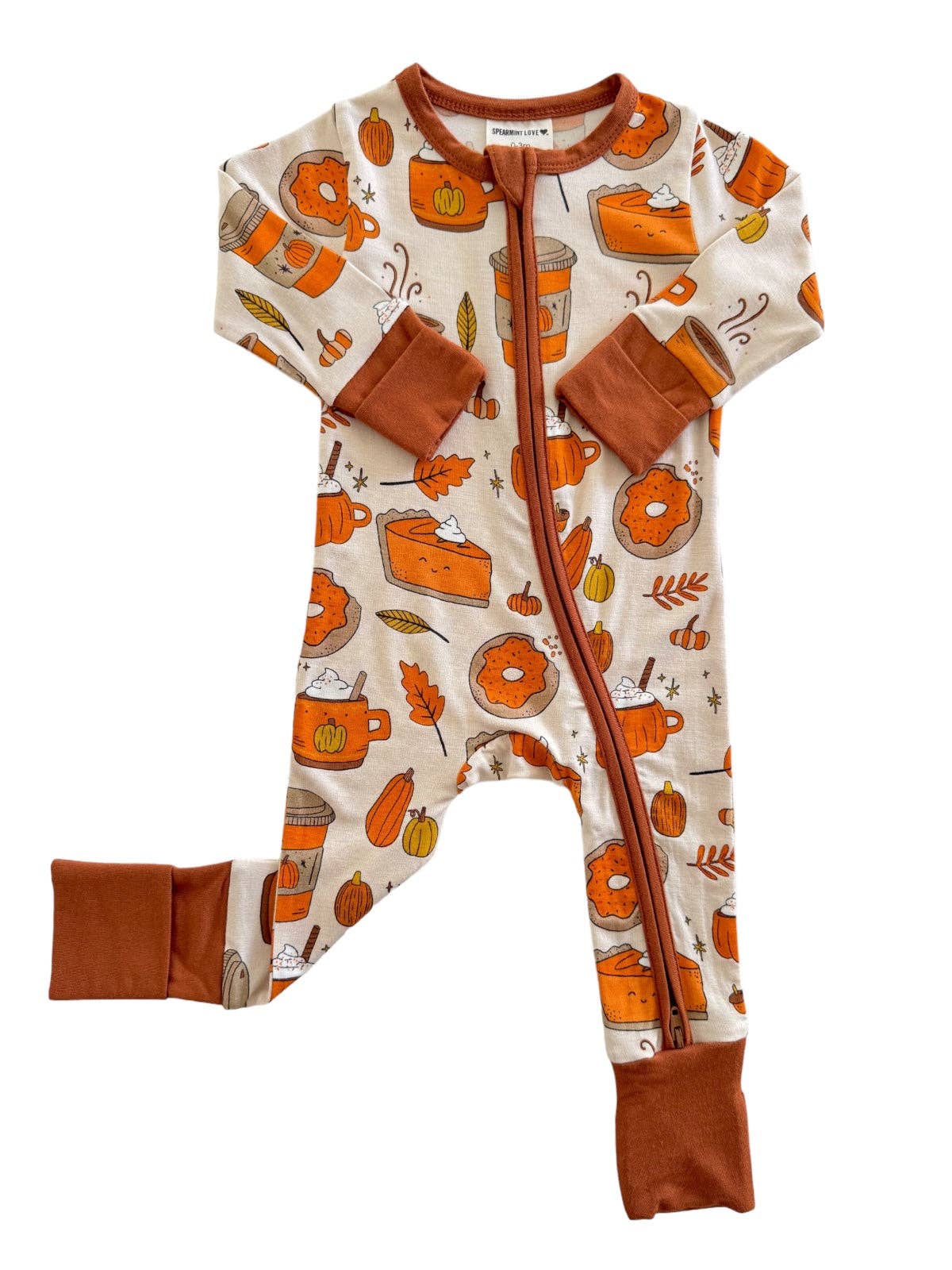 Pumpkin Patch Fall Bamboo Baby Sleeper | Two-Way Zipper Footie Pajamas