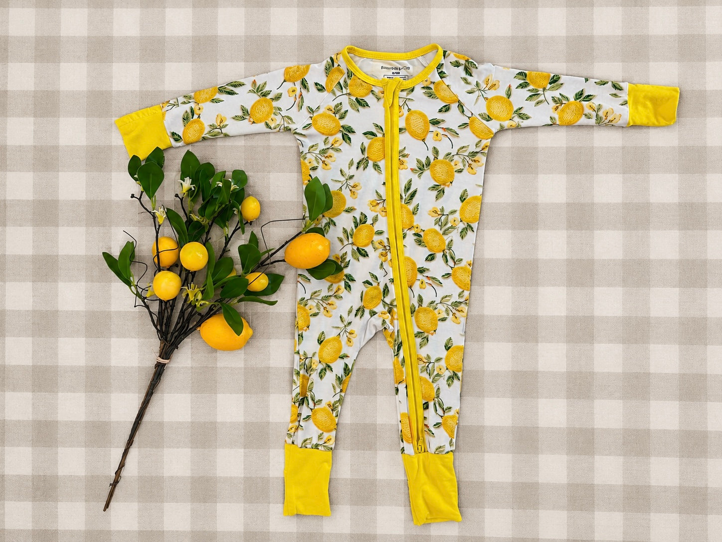 Lemon Squeeze Bamboo Baby Sleeper | Two-Way Zipper Footie Pajamas by MaxSnugs