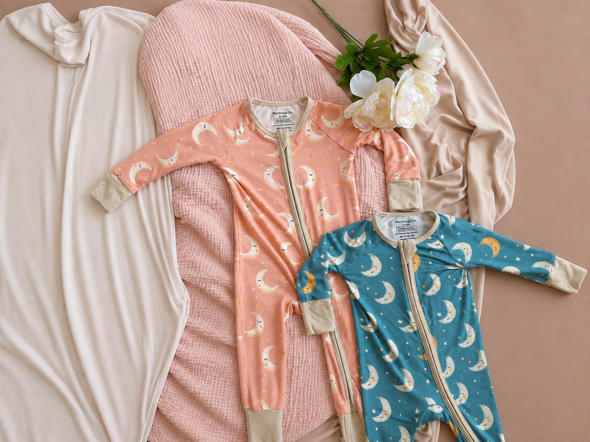 Lullaby Moon Bamboo Baby Sleeper | Two-Way Zipper Footie Pajamas by MaxSnugs