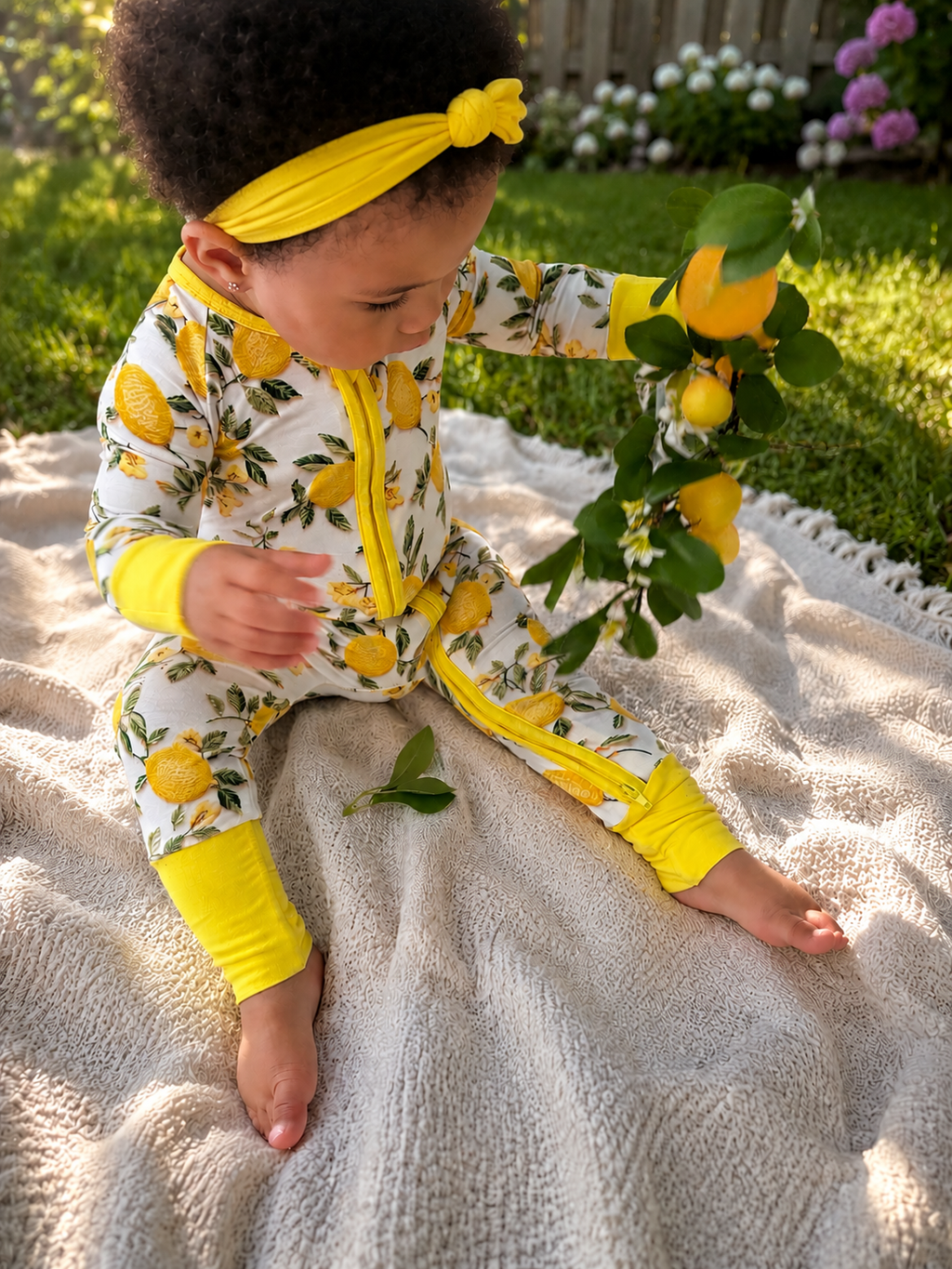 Lemon Squeeze Bamboo Baby Sleeper | Two-Way Zipper Footie Pajamas by MaxSnugs
