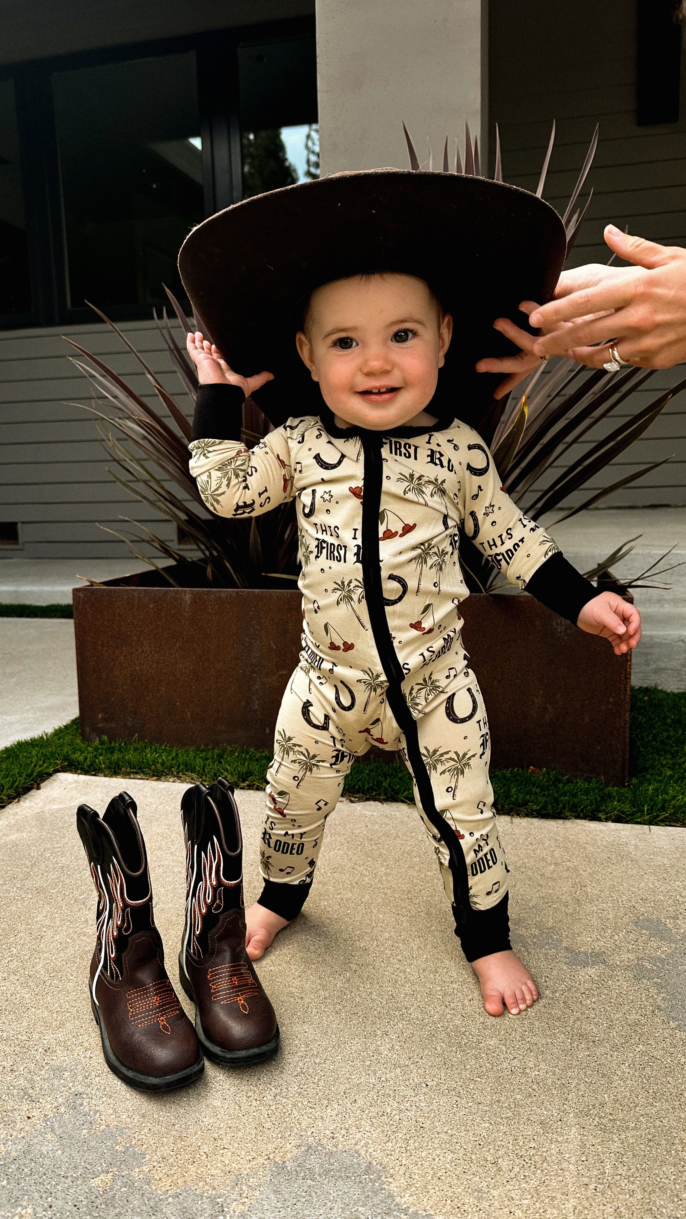 'This Is My First Rodeo' Baby Bamboo Zippy $36.00