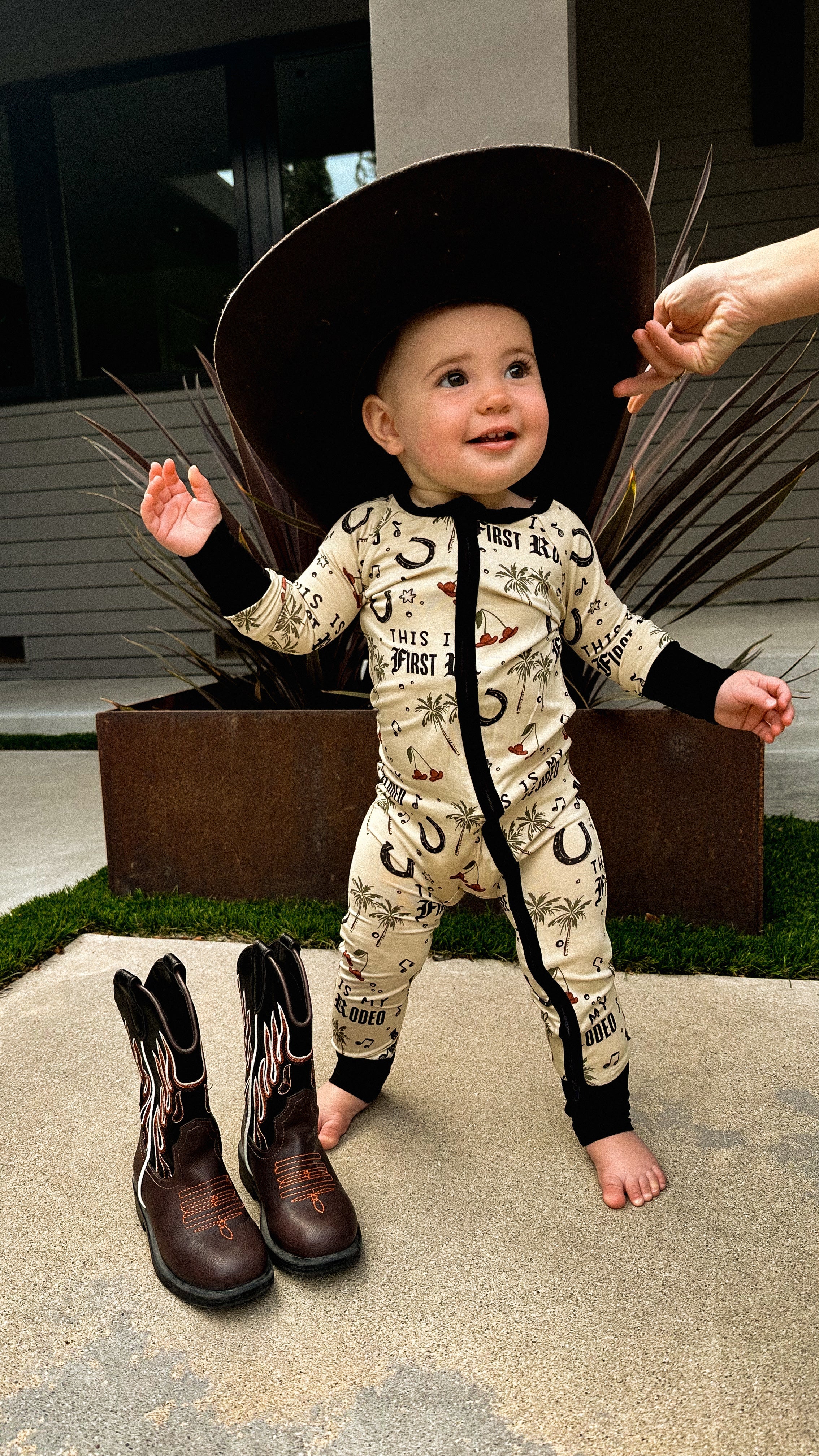 'This Is My First Rodeo' Baby Bamboo Zippy $36.00
