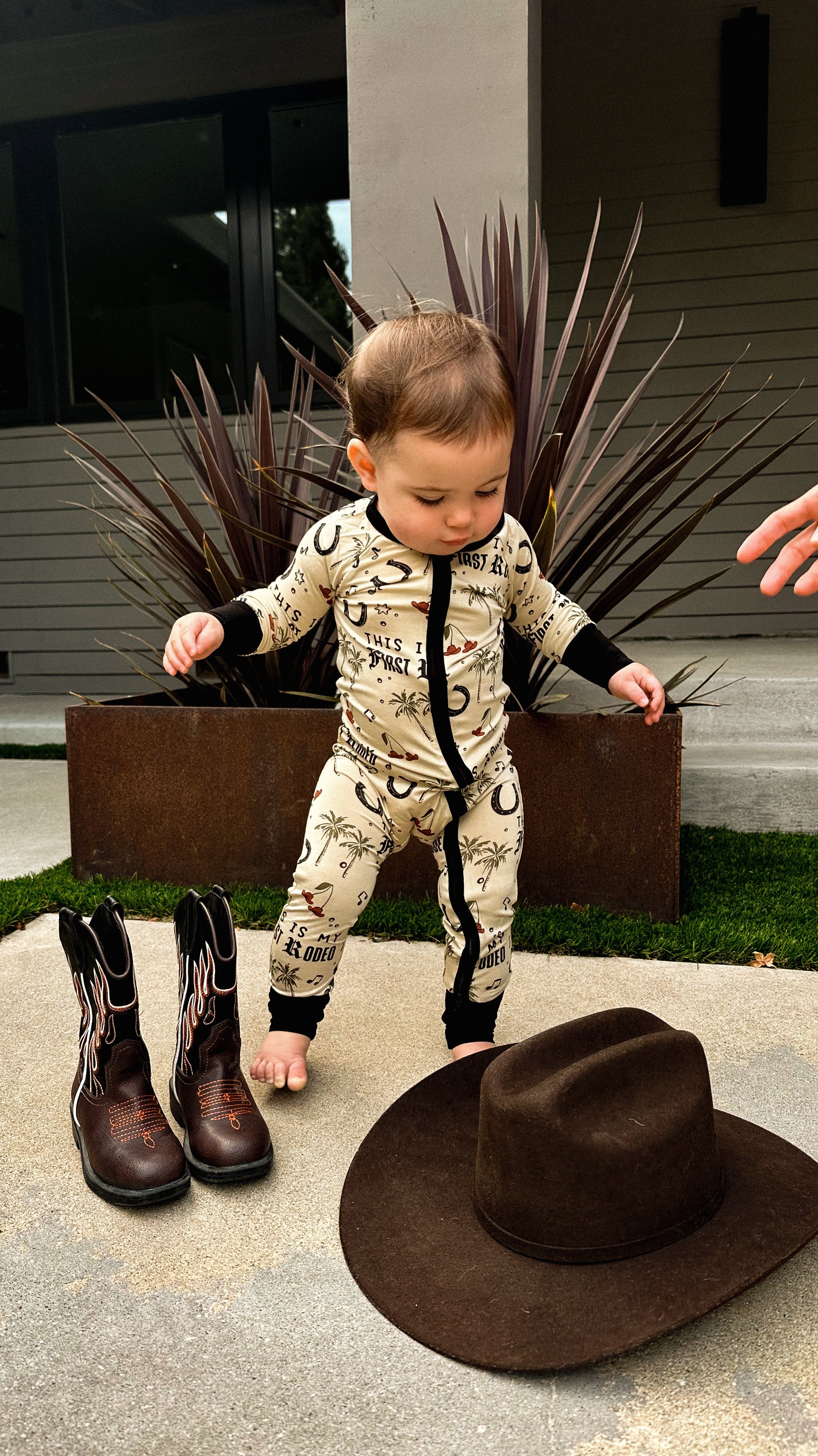 'This Is My First Rodeo' Baby Bamboo Zippy $36.00