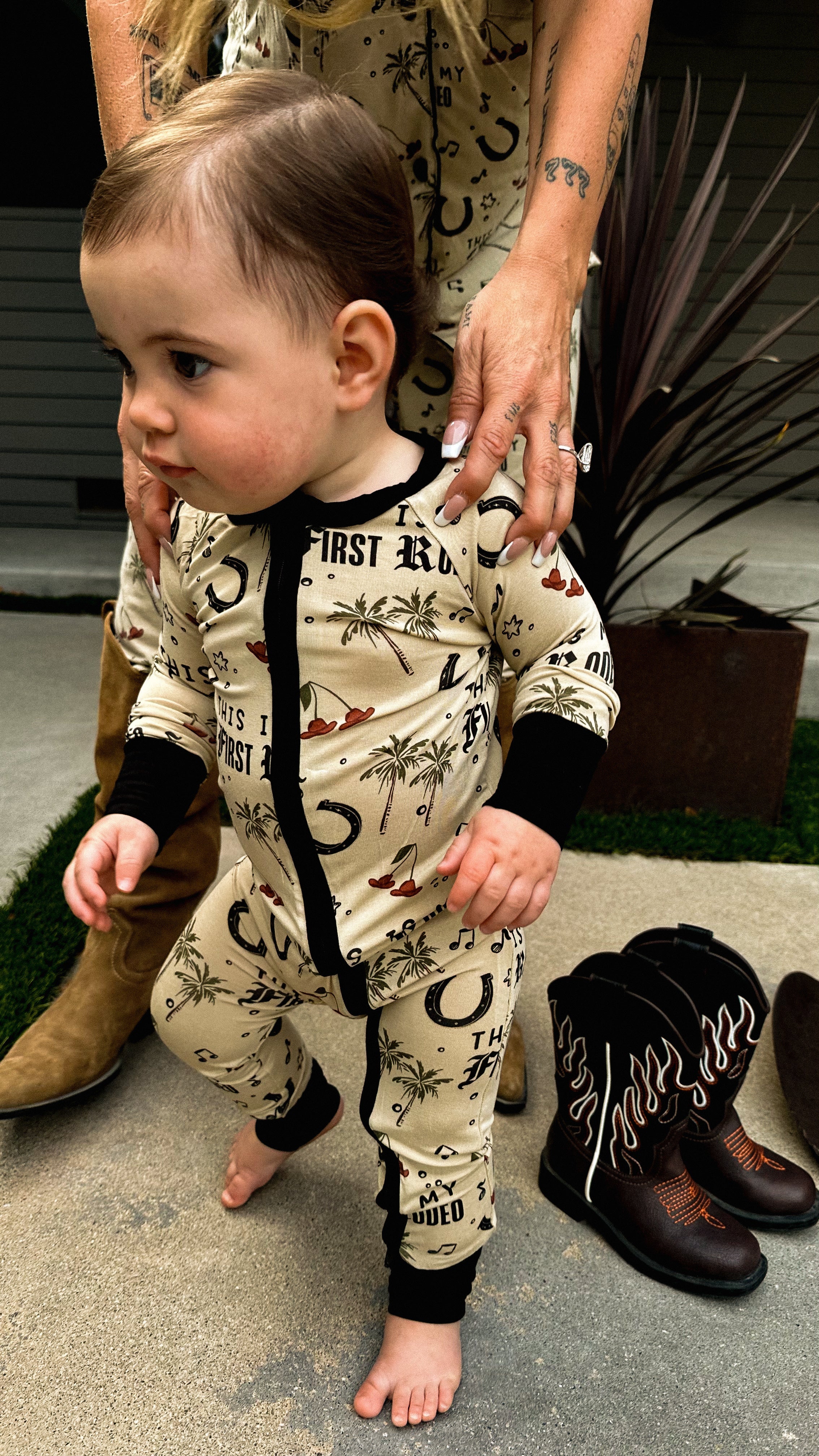 'This Is My First Rodeo' Baby Bamboo Zippy $36.00