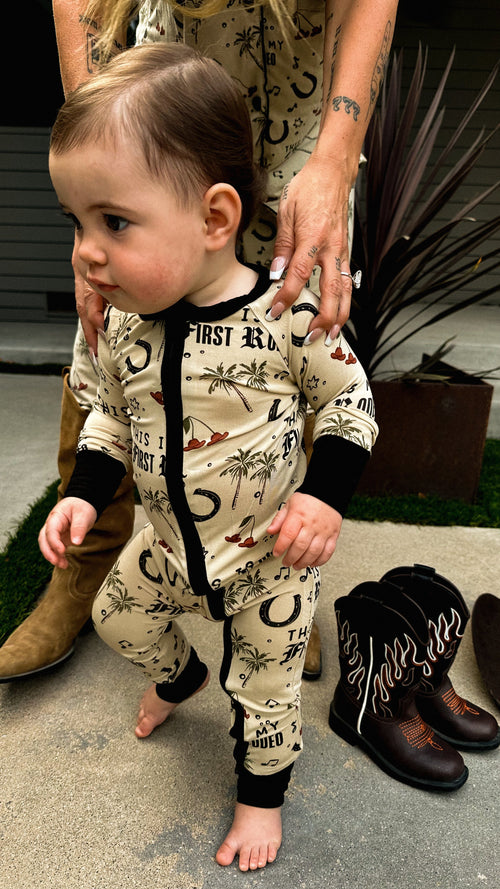 'This Is My First Rodeo' Baby Bamboo Zippy $36.00