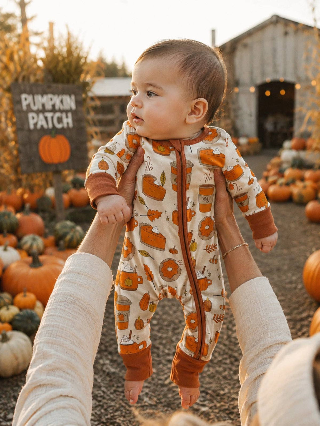 Pumpkin Patch Fall Bamboo Baby Sleeper | Two-Way Zipper Footie Pajamas