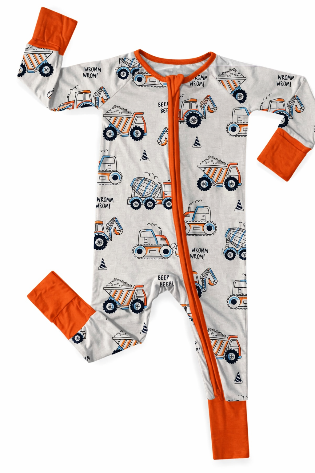 Construction Bamboo Zipper Romper $34.00